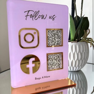 Double QR Code Entreprise Instagram Facebook Social Media Sign enseigne de salon Signe de code QR de beauté image 10
