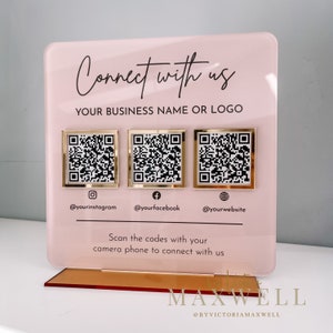 Multi QR Code Business Instagram Facebook Social Media Zeichen | Salon Schild | Schönheit Zeichen | Friseur Kosmetikerin Zeichen