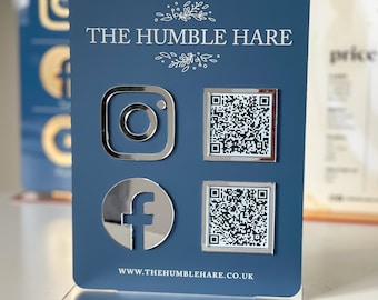 Double QR Code Entreprise Instagram Facebook Social Media Sign | enseigne de salon | Signe de code QR de beauté
