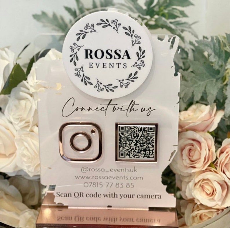 Personalised Social Media Acrylic Sign Stand with Business Logo | Salon Sign | Beauty Sign | Beautician Sign QR Code | Social Network Plaque image 10