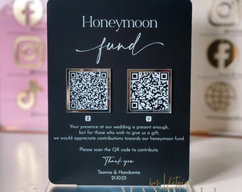 Honeymoon Fund QR code Wedding Acrylic Sign | Wedding Table Decorations | Wedding Wish Fund | Wedding Gift