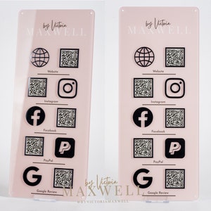 Wall-Mounted Business Logo Social Media Sign | Salon Reception Sign | Custom Acrylic QR Code Sign for Beauty, Hair Studios and Events