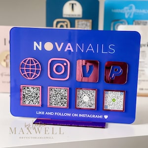 Multi QR Code Instagram Facebook Business Social Media Sign | Salon Sign | QR Code Sign image 7