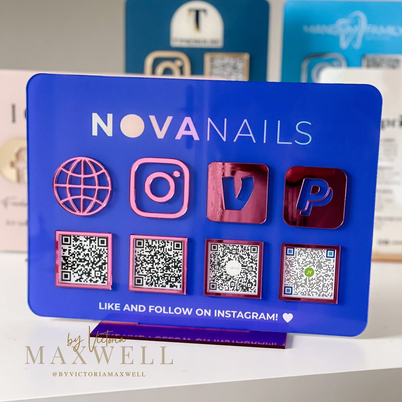 Multi QR Code Instagram Facebook Business Social Media Sign | Salon Sign | QR Code Sign image 7