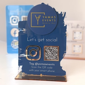 Social Media QR Code Acrylic Sign Plaque with Your Business Logo