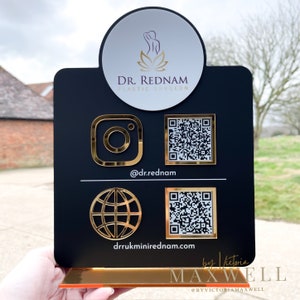 Multi QR Code with Logo Business Social Media Sign | Salon Sign | Beauty Sign | QR Code Sign | Reviews, Payments