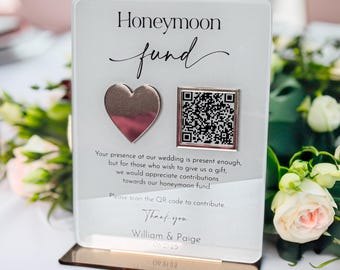 Honeymoon Fund QR code Wedding Acrylic Wedding Table Sign