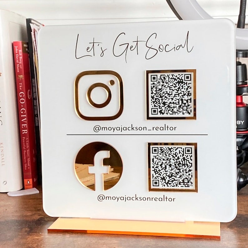 Multi QR Code Business Instagram Facebook Social Media Sign Salon Sign Beauty Sign image 6