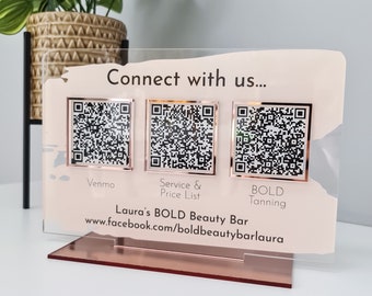 Multi QR Code Business Social Media Sign | Salon Sign | Beauty Sign | Hairdressers Beautician Sign