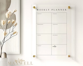 Personal Weekly Planner | Recyclable Acrylic Reusable Wipeable Organization Calendar | + Free Marker Pen