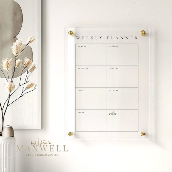 A3 Personal Weekly Planner | Recyclable Acrylic Reusable Wipeable Organization Calendar | + Free Marker Pen