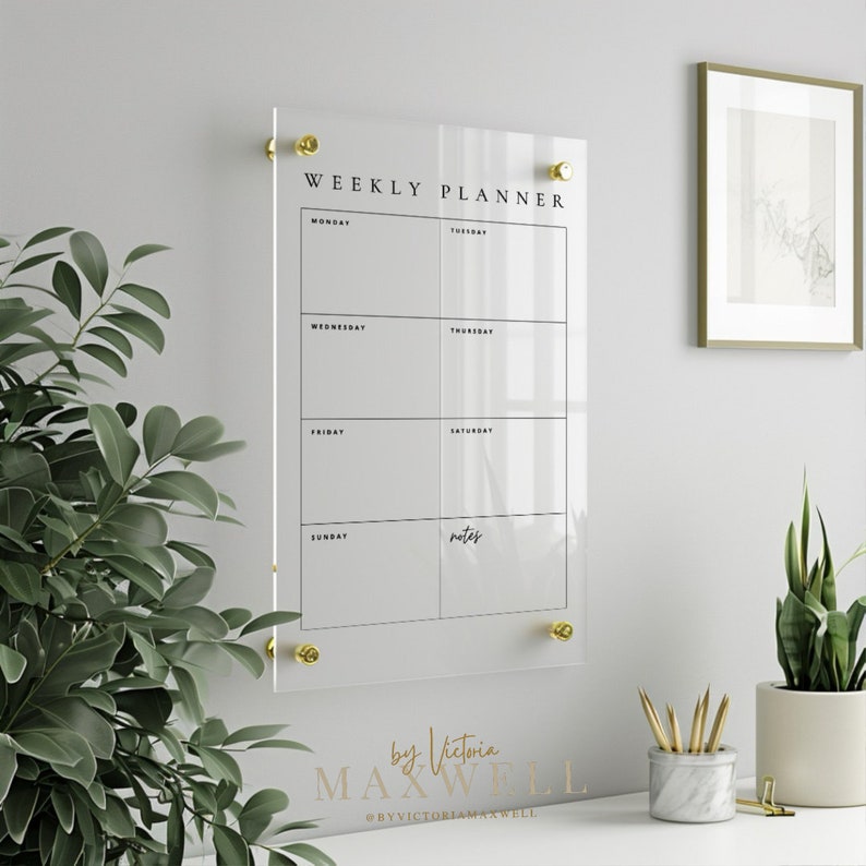 A4 Personal Weekly Planner Recyclable Acrylic Reusable Wipeable Organization Calendar Free Marker Pen image 3