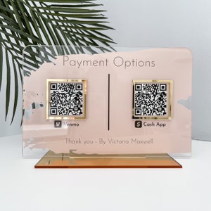 Double Business Payment Options QR Social Media Sign | Salon Sign | Beauty Sign | Hairdressers Beautician Sign | Direct Payment Scans