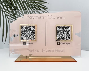 Double Business Payment Options QR Social Media Sign | Salon Sign | Beauty Sign | Hairdressers Beautician Sign | Direct Payment Scans