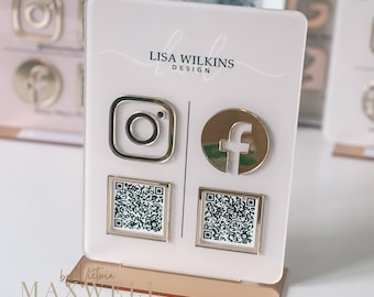 Acrylic QR Code Business Sign | Instagram, Facebook, Salon Decor