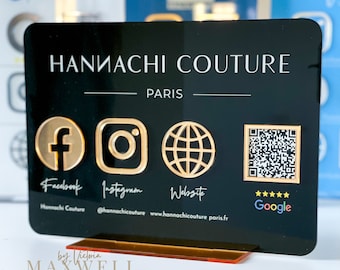 Signe de médias sociaux d'affaires de code QR | Signe de salon | Signe de beauté