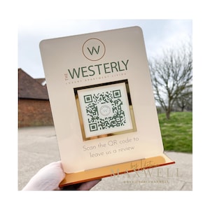Personalised Business Social Media QR Code Sign for any Website, Scan to Review Connect with us Pay Plaque, Vendor Display Information Stand