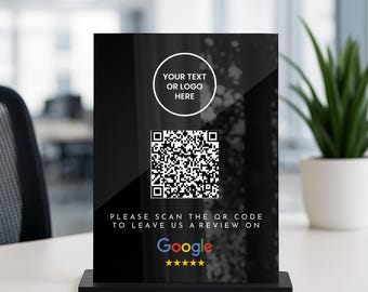 Personalized Leave a Review Business QR Code Display Sign, Acrylic Plaque Business Marketing Office Shop Salon