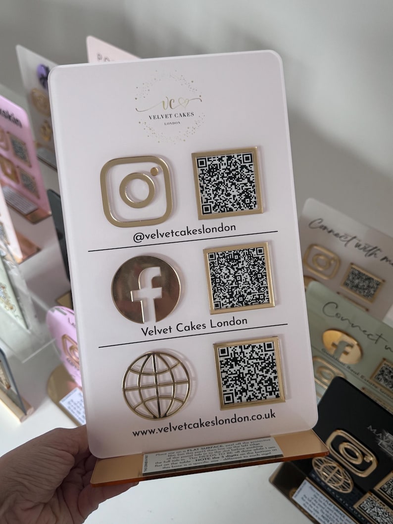 Drievoudig pictogram en QR-code Instagram Business Social Media-bord | Salonbord | Schoonheidsteken | Marketingbord met QR-code afbeelding 16