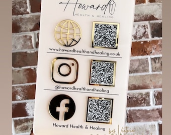 Triple Icon and QR Code Stand Instagram Business Social Media Sign | Salon Sign | QR Code Sign Marketing Sign