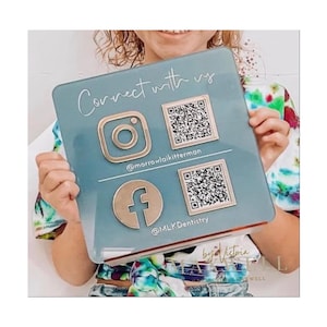 QR Code Stand Instagram Facebook Business Social Media Sign | Salon Sign