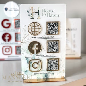 Triple Icon and QR Code Instagram Business Social Media Sign | Salon Sign | Beauty Sign | QR Code Sign Marketing Sign