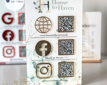 Triple icône et code QR signe Instagram pour les médias sociaux d'entreprise | enseigne de salon | signe beauté | Panneau QR Code Panneau marketing