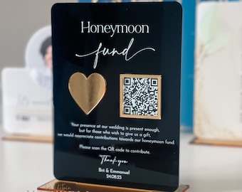 Honeymoon Fund QR code Wedding Acrylic Sign