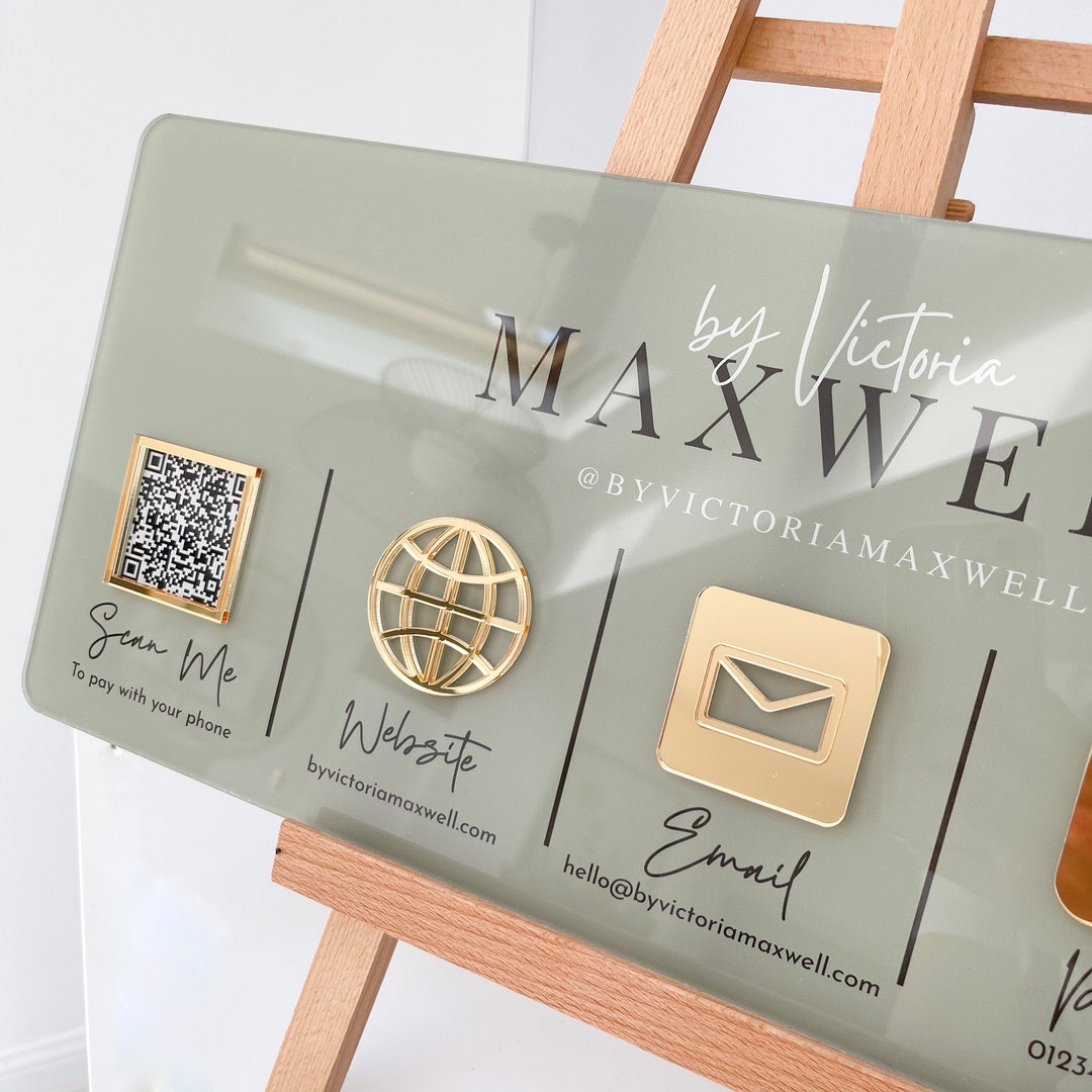 Wall Mounted QR Code Sign | Acrylic Business Logo Plaque | Social Media ...