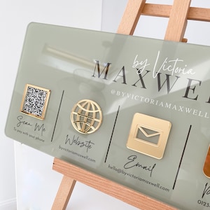 Wall Mounted QR Code Sign | Acrylic Business Logo Plaque | Social Media Acrylic Business Logo Sign | Personalised Beauty Spa Signage | Name
