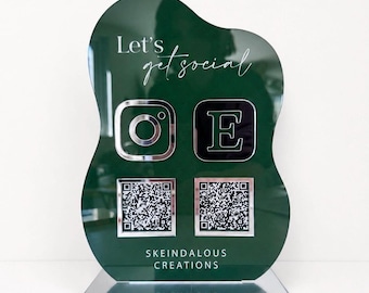 Custom Abstract QR Code Sign – Personalised Acrylic Social Media Sign for Small Business, Salon & Market Stall Display