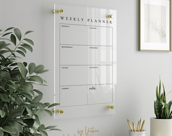 Personal Weekly Planner | Recyclable Acrylic Reusable Wipeable Organization Calendar | + Free Marker Pen