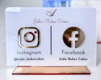 Social Media Business Sign | Marketing Sign for Small Business | Salon, Beauty Reception Sign