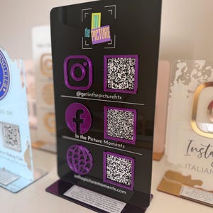 Drievoudig pictogram en QR-code Instagram Business Social Media-bord | Salonbord | Schoonheidsteken | Marketingbord met QR-code afbeelding 15