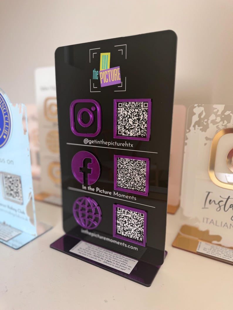 Drievoudig pictogram en QR-code Instagram Business Social Media-bord | Salonbord | Schoonheidsteken | Marketingbord met QR-code afbeelding 15