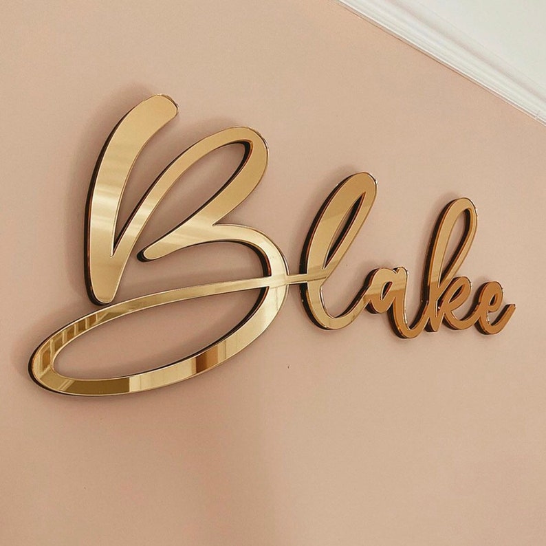 Large Mirror Rose Gold Silver Gold Acrylic Personalised Name Etsy