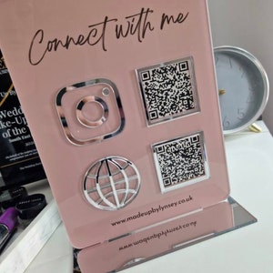 Double QR Code Entreprise Instagram Facebook Social Media Sign enseigne de salon Signe de code QR de beauté image 8