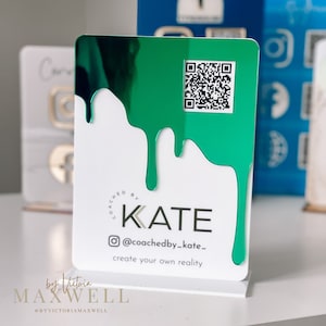 Business Social Media Sign Drip Instagram | Salon Sign | Custom Acrylic Sign | QR Plaque