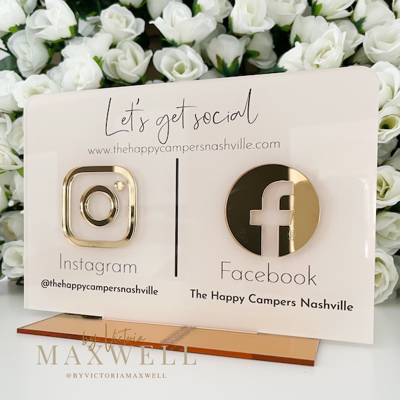 Social Media Business Sign | Marketing Sign for Small Business | Salon, Beauty and Hairdressers Reception Sign