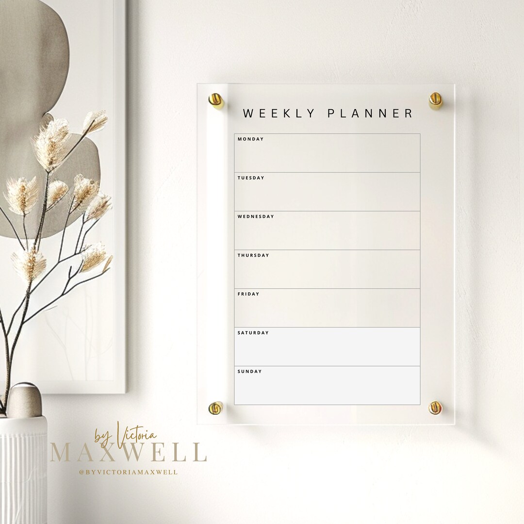 Personal Weekly Planner | Recyclable Acrylic Reusable Wipeable ...