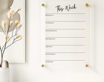 Planner familiare in acrilico personalizzato / Organizer da parete cancellabile a secco / Calendario da cucina / Organigramma riutilizzabile