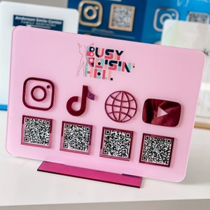 Multi QR Code Instagram Facebook Business Social Media Sign | Salon Sign | QR Code Sign image 9