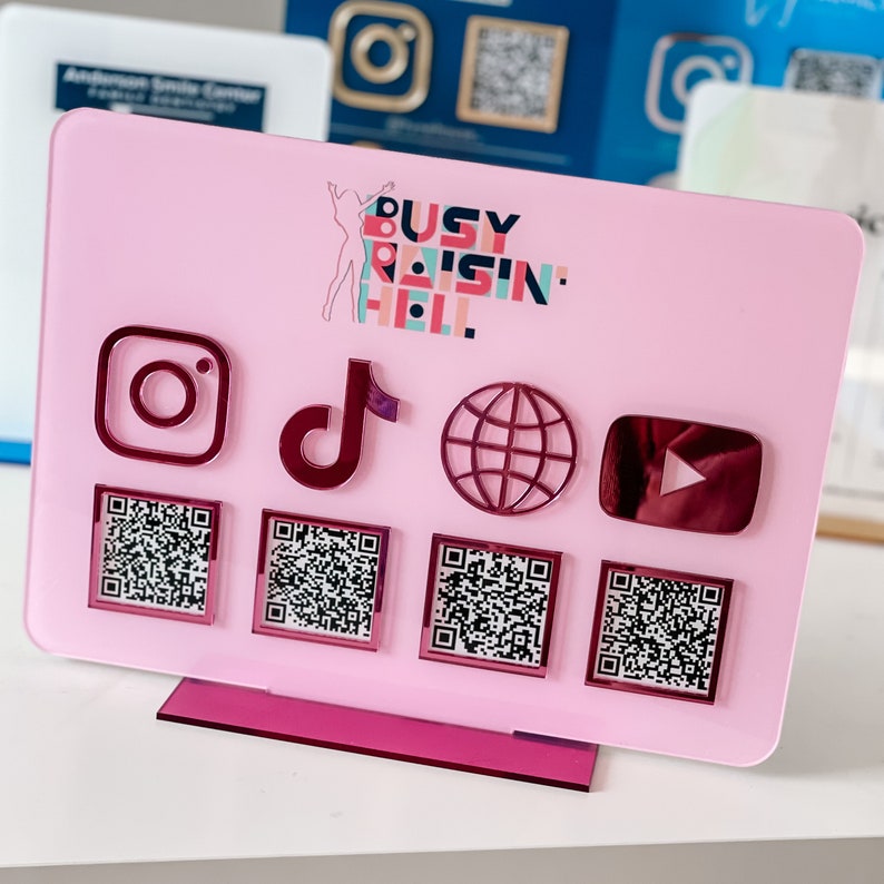 Multi QR Code Instagram Facebook Business Social Media Sign | Salon Sign | QR Code Sign image 9