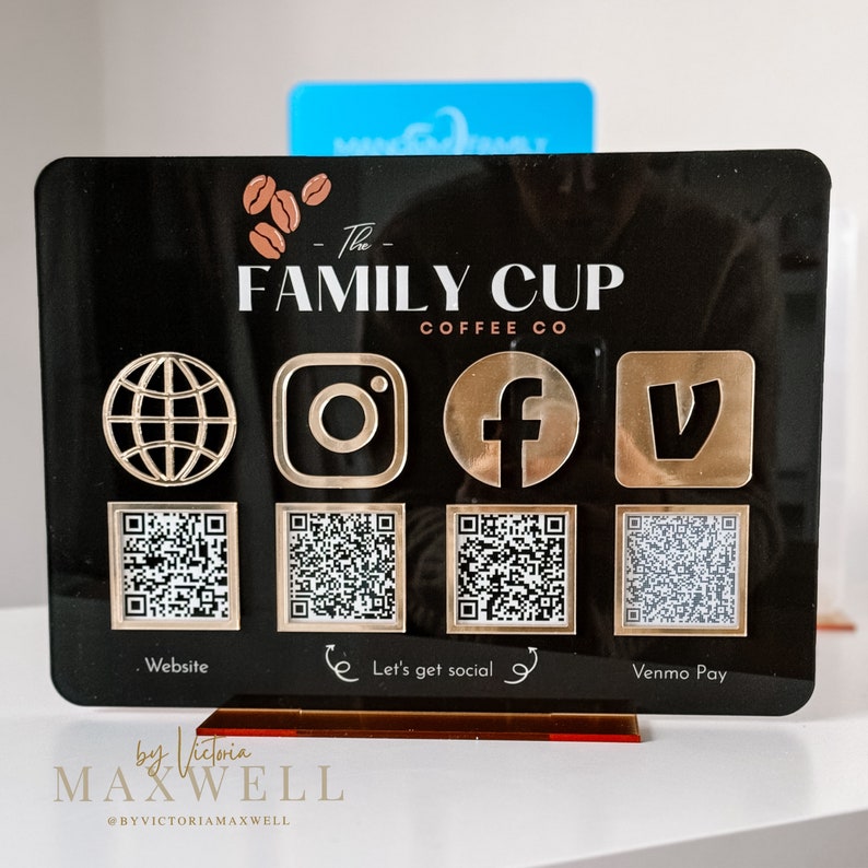 Multi QR Code Instagram Facebook Business Social Media Sign | Salon Sign | QR Code Sign image 10