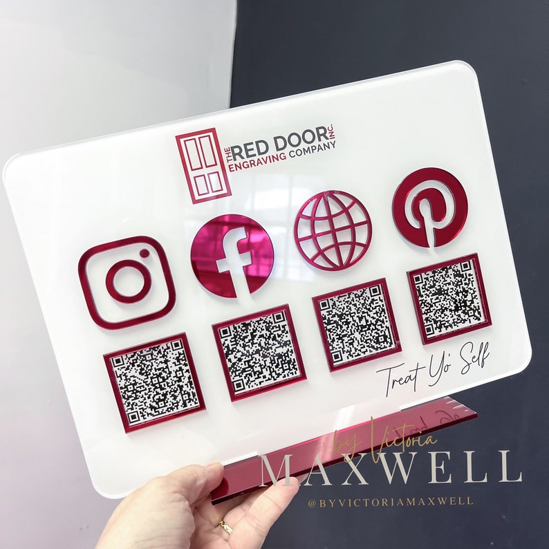 Multi QR Code Instagram Facebook Business Social Media Sign | Salon Sign | QR Code Sign image 8