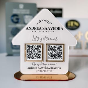 Realtor QR-Code-Zeichen | VCard Kontakt QR-Code | Schild mit Türschild | Verkauf Werbeschild
