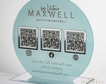 Enseigne circulaire personnalisée avec code QR Connectez-vous avec nous Support pour réseaux sociaux