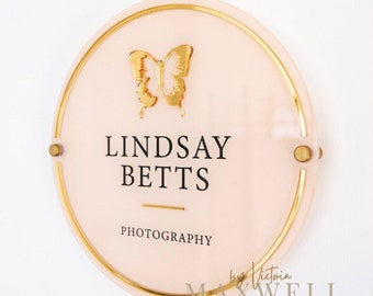 Custom Business Logo Wall or Door Sign with Mirror Acrylic Detail | Salon Sign | Business Sign