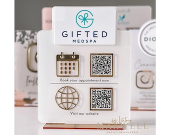 Multi QR Code Business Sign | Scan to Pay Sign | Custom Acrylic Social Media QR Code Display | Business Counter Sign