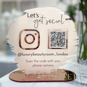 Acrylic Business Social Media QR Code Sign | Salon Sign | Beauty Sign | Beautician Sign